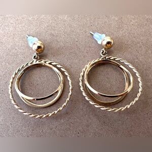 Vintage Gold-Tone Hoop Drop Earrings